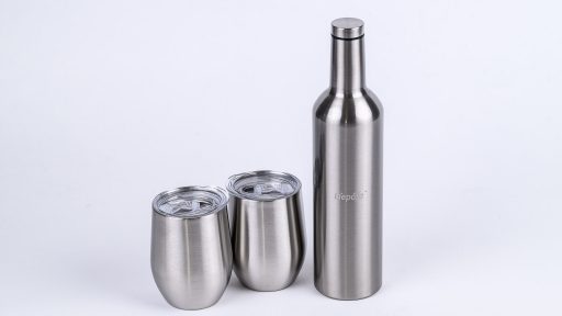 Insulated wine bottle and tumbler set